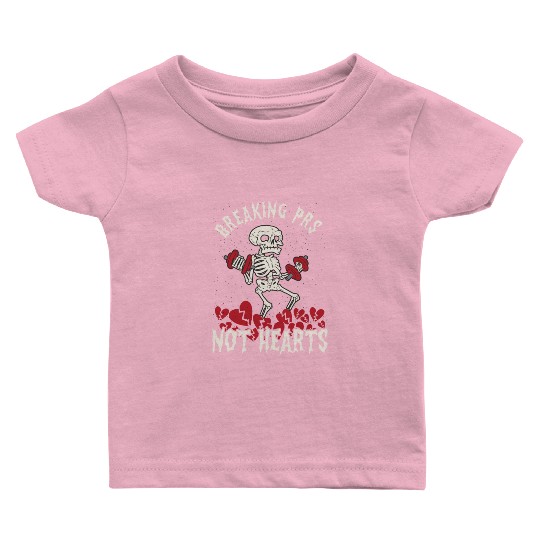 Anti Valentine´s Day Broken Heart Powerlifting Gym Baby T Shirts