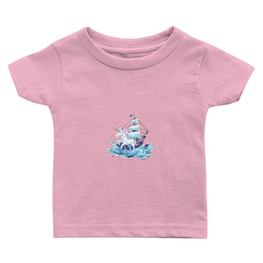 Ice Sailing Unicorn Ice Sailor Ice Boating Baby T Shirts