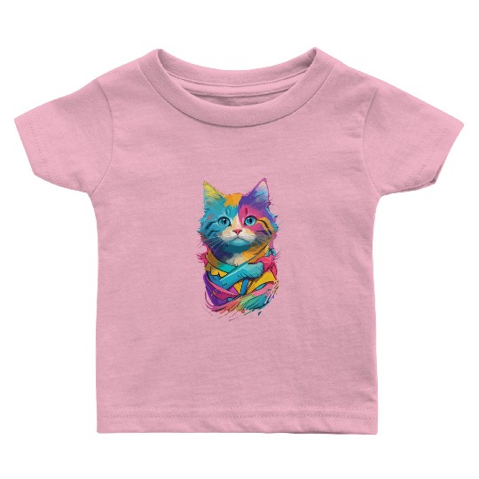 Colorful Cute cat for cat Lovers Baby T Shirts
