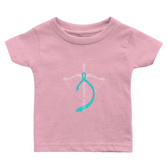 Warrior Bow Warrior Teal Ribbon Ovarian Cancer Baby T Shirts