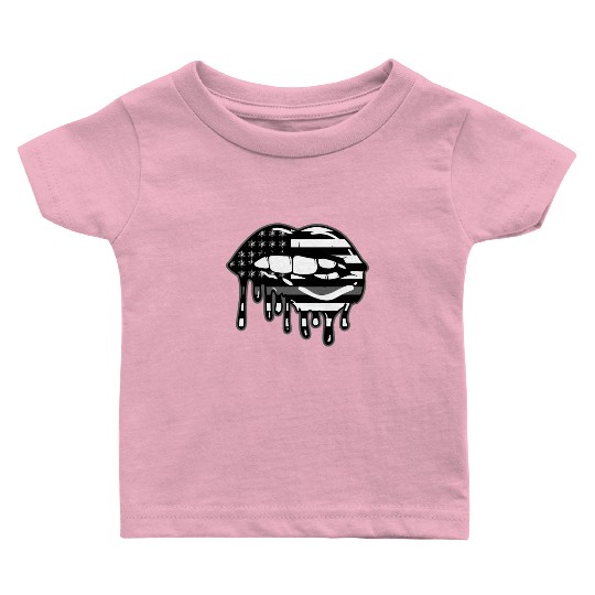 US Flag Lips Correctional Officer Patriotic First Baby T Shirts