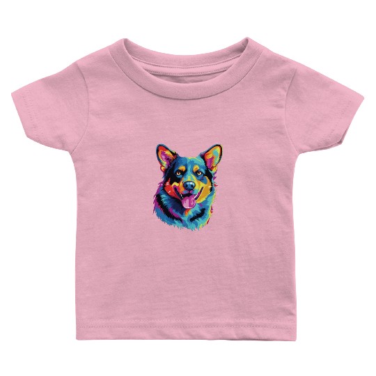 Watercolor Colorful Australian Cattle Dog Baby T Shirts