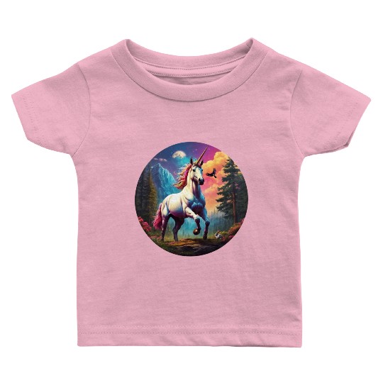 Majestic Rainbow Unicorn Baby T Shirts
