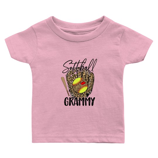 Softball Grammy Leopard Game Day Softball Lover Baby T Shirts
