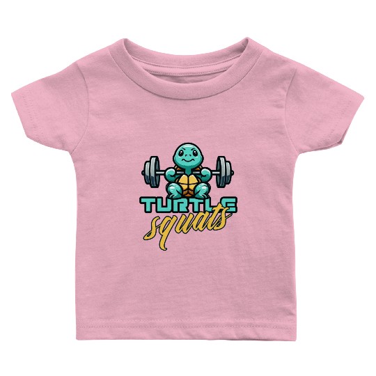 Turtle squats funny gym animals Baby T Shirts