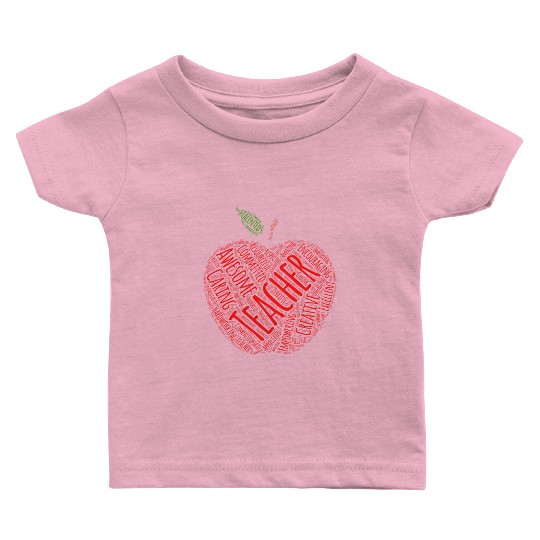 Creative Teacher Red Apple Word Art Baby T Shirts