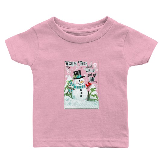 Funny Cranky Snowman Baby T Shirts