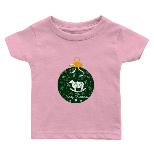 Green Lamb Christmas Ornament Baby T Shirts
