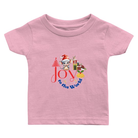 Joy to the World Christmas combination art white Baby T Shirts