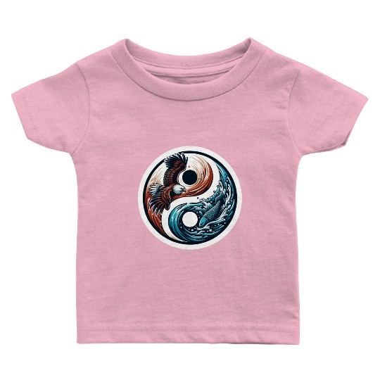 Yin Yang Eagle Fish Symbol Baby T Shirts
