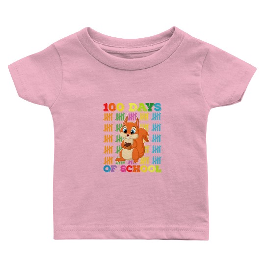 100 Days Of School Squirrel Teacher Baby T Shirts