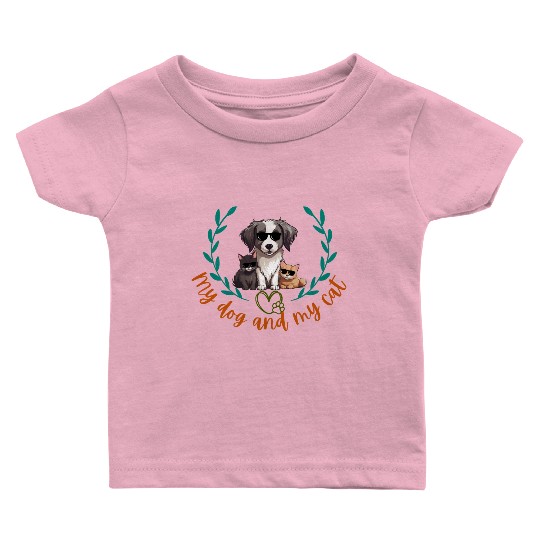 I Love My Dog and Cat Baby T Shirts
