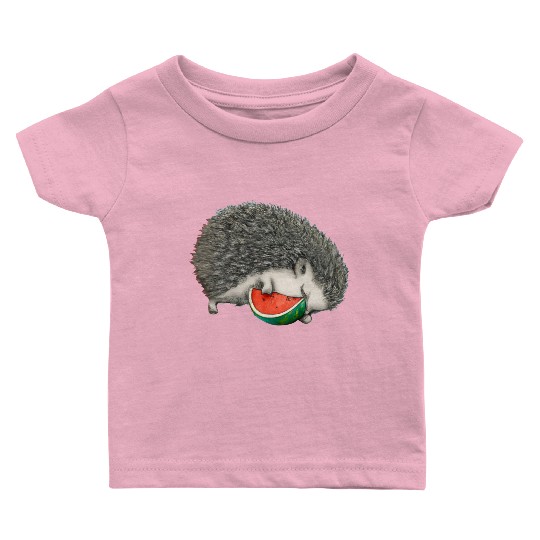 Hedgehog Sleeping With Watermelon Baby T Shirts