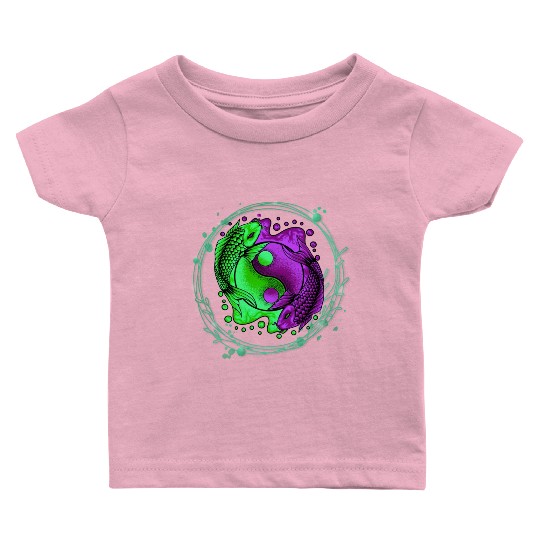 Yin Yang Yoga Japanese Koi Fish Baby T Shirts