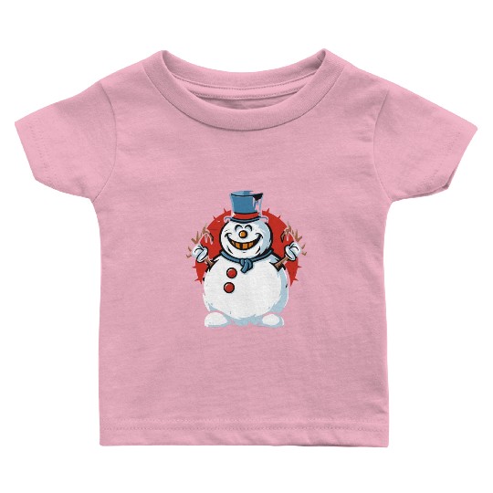 frosty snowman creepy Baby T Shirts