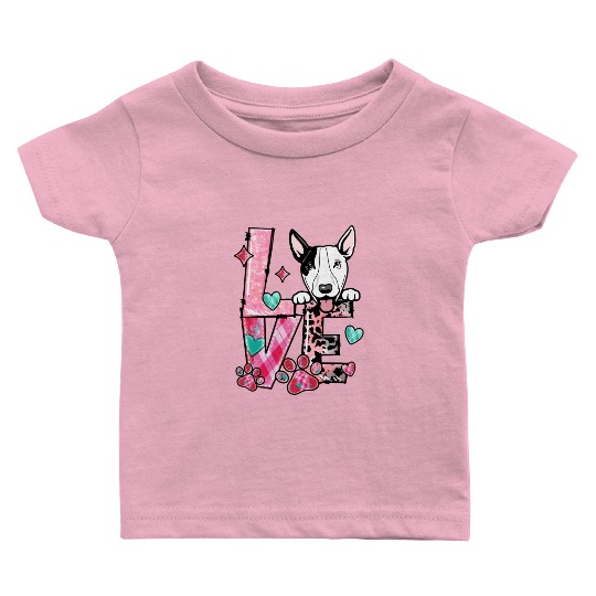 Bullterrier Dog I Love My Dog Valentines Day Baby T Shirts