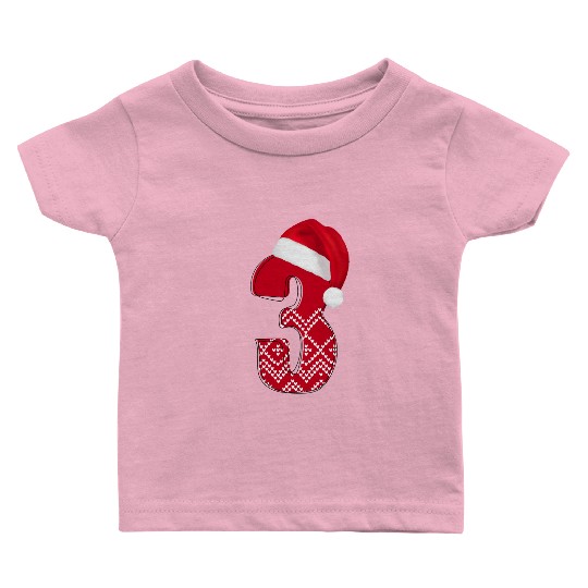 Third Christmas Time - 3 Years - Number Three Baby T Shirts