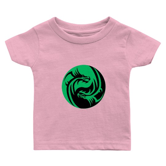 tow Dragonball in circle green and black Baby T Shirts