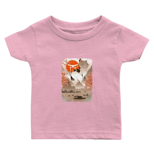 001867 Japanese Cat Mountain Fisher Lake Baby T Shirts