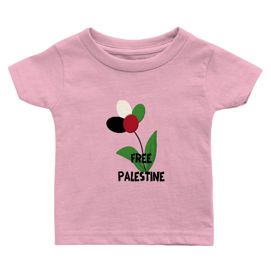 Free Palestine,Flag-colored rose ,watermelon color Baby T Shirts