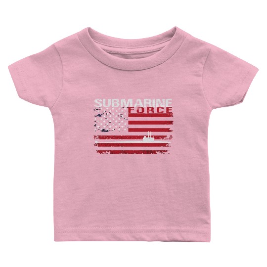 Submarine Force Usa Flag White Stars Baby T Shirts