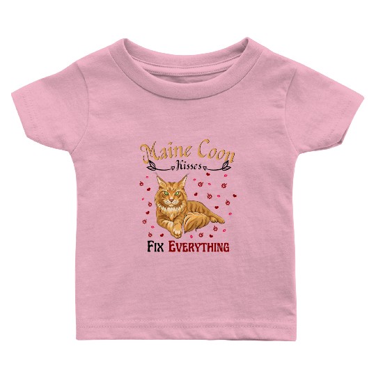 Maine Kisses Fix Everything Cute Maine Cat Lover Baby T Shirts