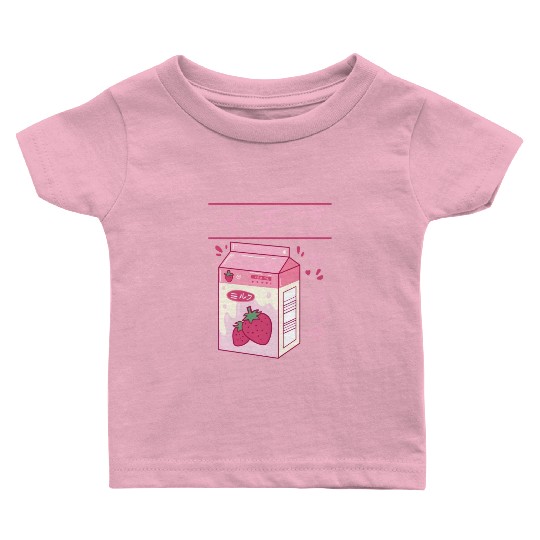 Japanese Strawberry Milk Drink Kawaii Kanji Vaporw Baby T Shirts