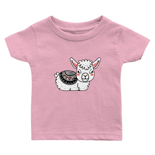 Adorable Llama Resting Baby T Shirts