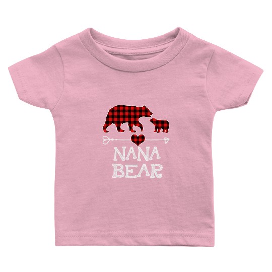 Nana Bear Pajama Red Plaid Buffalo Family Baby T Shirts