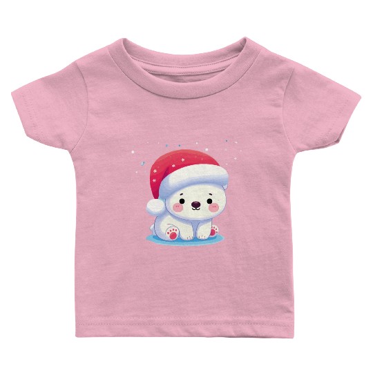 "Snowflakes and Smiles: The Polar Bear on Christma Baby T Shirts