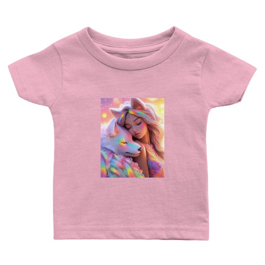 Rainbow Friends - White Wolf and Girl Baby T Shirts