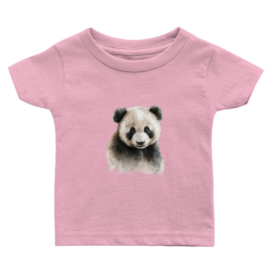 Panda Cute Bear Watercolor Painting Portrait Baby T Shirts