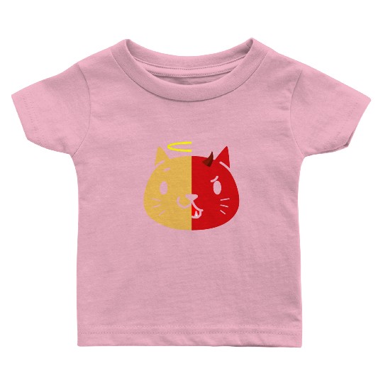 Two Face Cat Angel And Devil Baby T Shirts