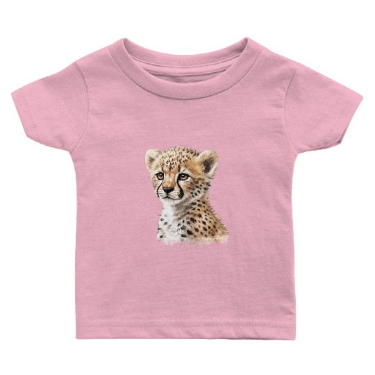 Baby Cheetah Aesthetic Watercolor Painting Baby T Shirts