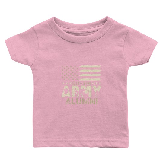 DD-214 Army Alumni Military US Flag Veteran USA Baby T Shirts
