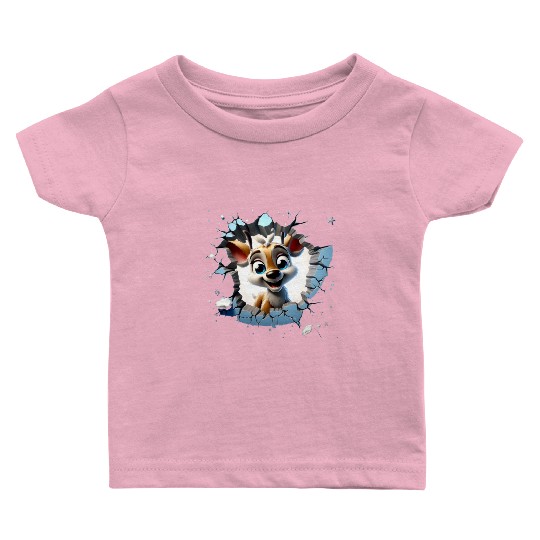 3D Peeking Santas Reindeer Baby T Shirts