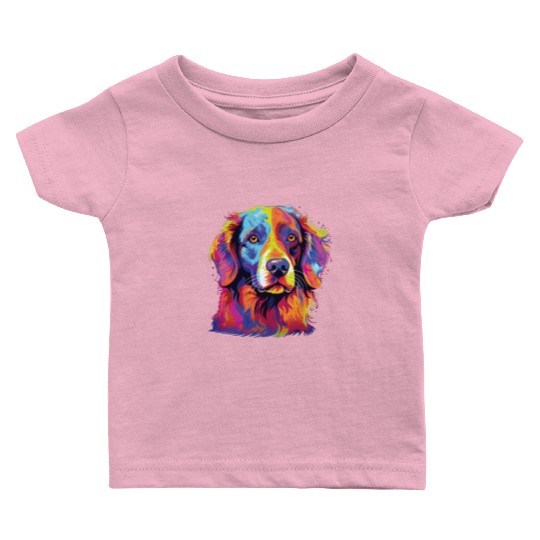 Watercolor Colorful Brittany Spaniel Baby T Shirts