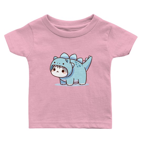 Cat in Stegosaurus Costume Baby T Shirts