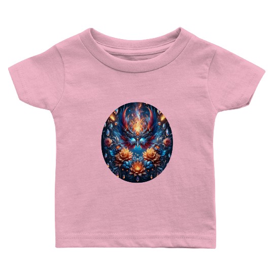 Phoenix Rebirth in Cosmic Bloom Baby T Shirts