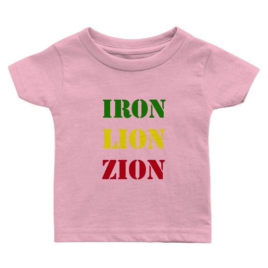 Iron Lion Zion, Jamaican Rasta Colors, Reggae Baby T Shirts