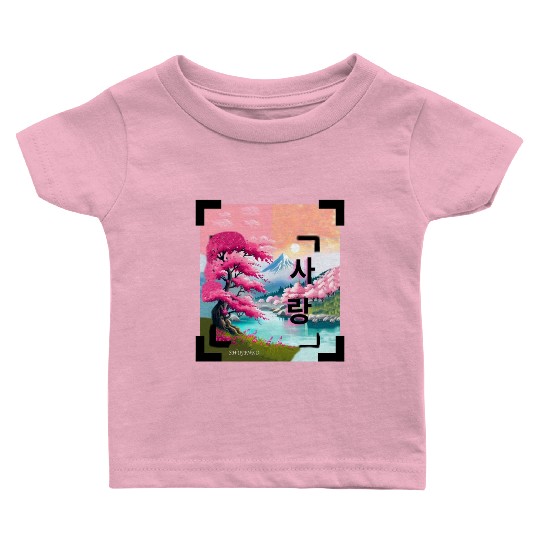 Japan Landscape With Cherry BlossomTree (Vintage) Baby T Shirts