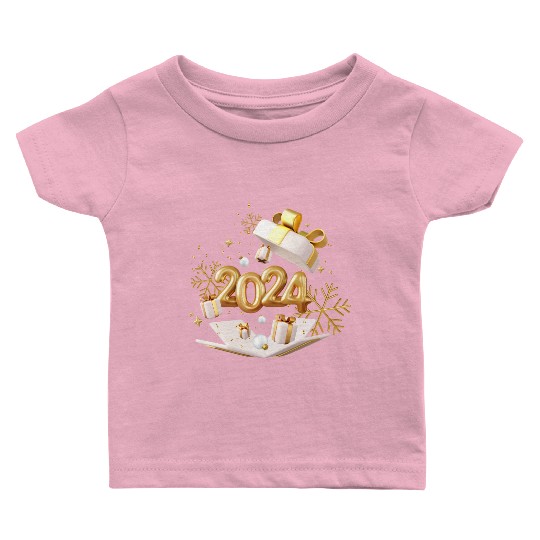 Gold Foil Balloons numbers 2024 Baby T Shirts