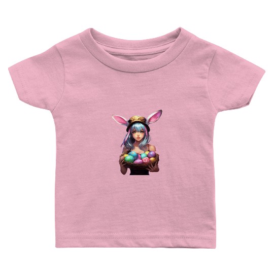 Easter Day Anime Girl Bunny Ear Easter Egg Hunt Baby T Shirts