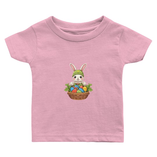 Easter Bunny Rabbit Easter Day Egg Basket Baby T Shirts