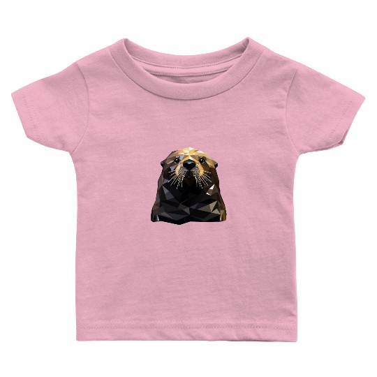 Geometric Style Sea Otter Baby T Shirts