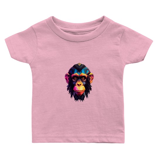 Geometric Style Chimpanzee Baby T Shirts