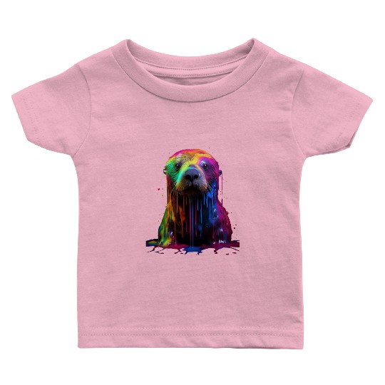 Rainbow Sea Otter Baby T Shirts