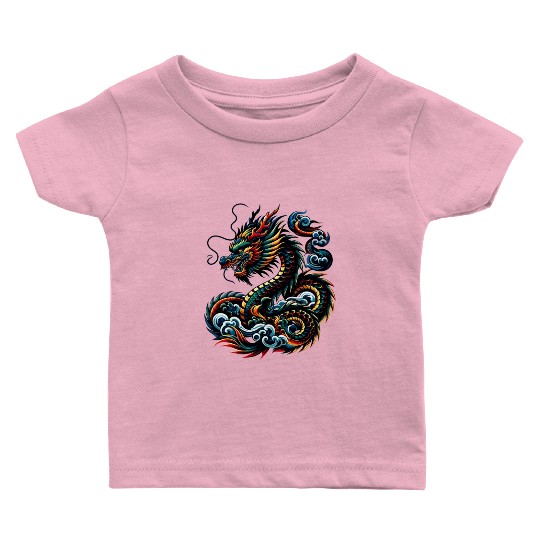 Colorful Dragon Zodiac Chinese Dragon Art Baby T Shirts