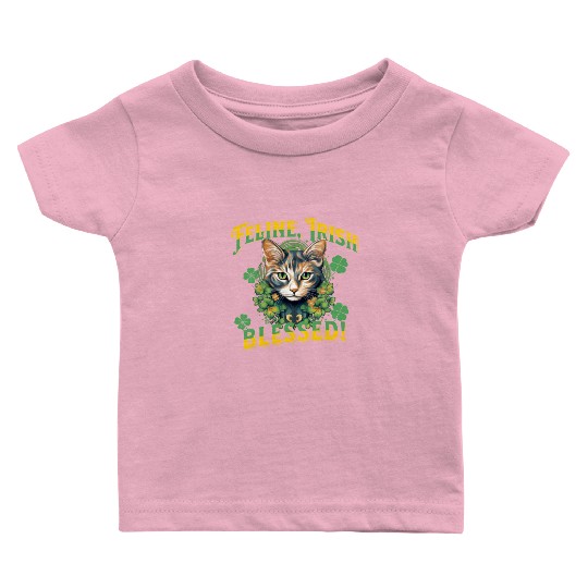 FELINE IRISH BLESSED Feline Kitty Design Baby T Shirts