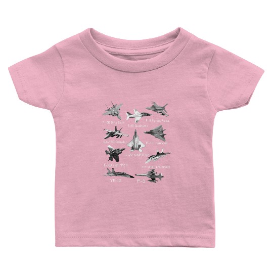 Fighters Jets F22 Raptor F14 Tomcat Plane Spotting Baby T Shirts